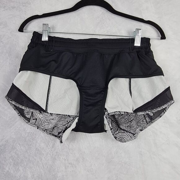 Lululemon Hotty Hot Shorts Womens 8 Black White Lined 2" Regular Gym Running - Picture 14 of 16